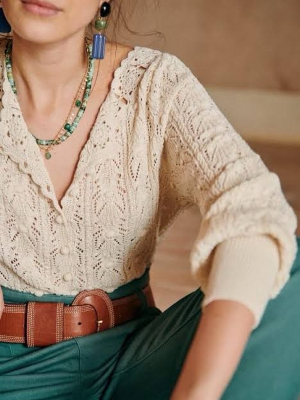 🍂Sezane Artie cotton crochet sweater - size M - New with tags!